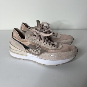 Nike Waffle One SE Shoes Women's Size 8 Fossil Stone Leopard Print DJ9776-200